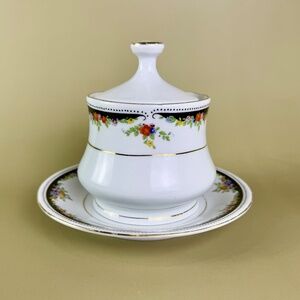 Vintage Lynn’s Fine China Covered Dish with Underplate | Floral Gold Trim
